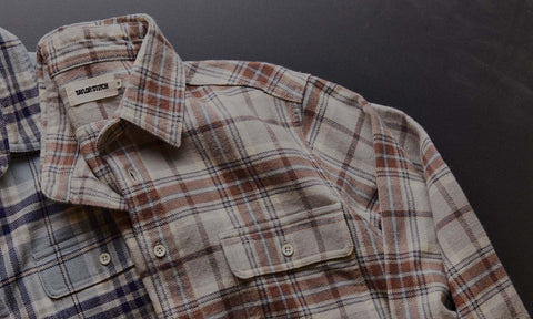 Close up of The Ledge Men's Flannel Shirts