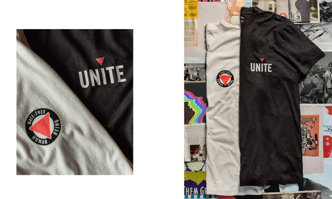 Diptych of The Cotton Hemp Tee in Unite and Hate-Free