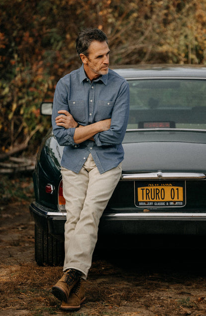 The Utility Shirt in Washed Indigo Herringbone