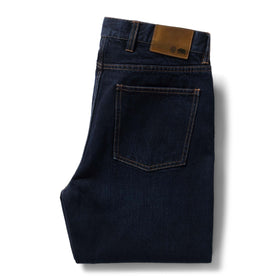 flatlay of the back of The Slim Jean in Wallace Wash Organic Selvage