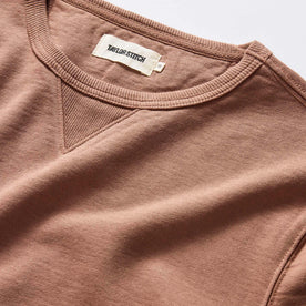 material shot of the neck opening on The Cotton Hemp Crew in Faded Brick