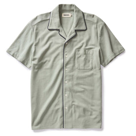 flatlay of The Harwich Shirt in Surf Green Tipped Pique