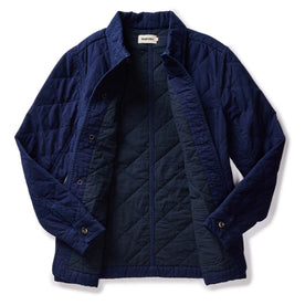 flatlay of the inside of The Ojai Jacket in Indigo Diamond Quilt
