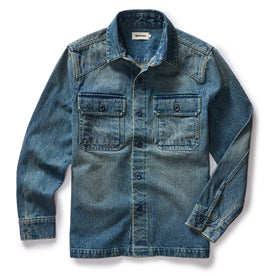 flatlay of The Shop Shirt in Sawyer Wash Selvage Denim, in full