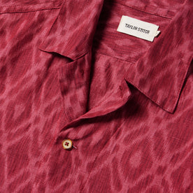 material shot of the collar of The Havana in Wine Ikat