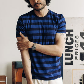 The Organic Cotton Tee in Indigo Yarn Dye Stripe - featured image