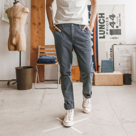 The Morse Pant in Washed Indigo Stripe - featured image