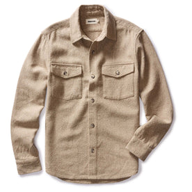 flatlay of The Point Shirt in Heather Oat Linen Tweed