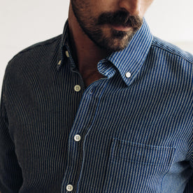fit model showing the front of The Jack in Roped Indigo