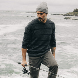 The Lodge Sweater in Charcoal Stripe - featured image