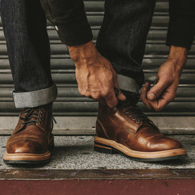 Our fit model wearing The Trench Boot.