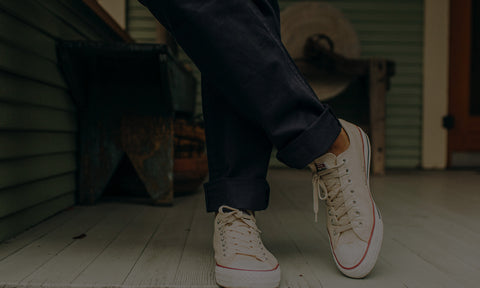 Model wearing The Foundation Pant, Taylor Stitch's version of the chino