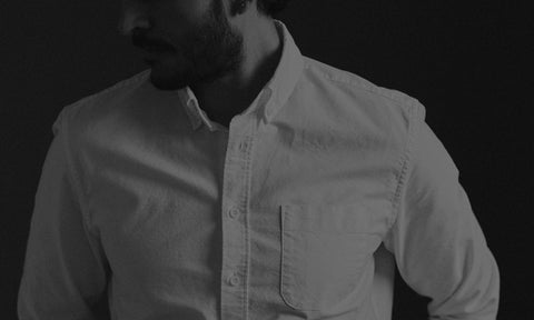 Model wearing The Jack Oxford Shirt in White